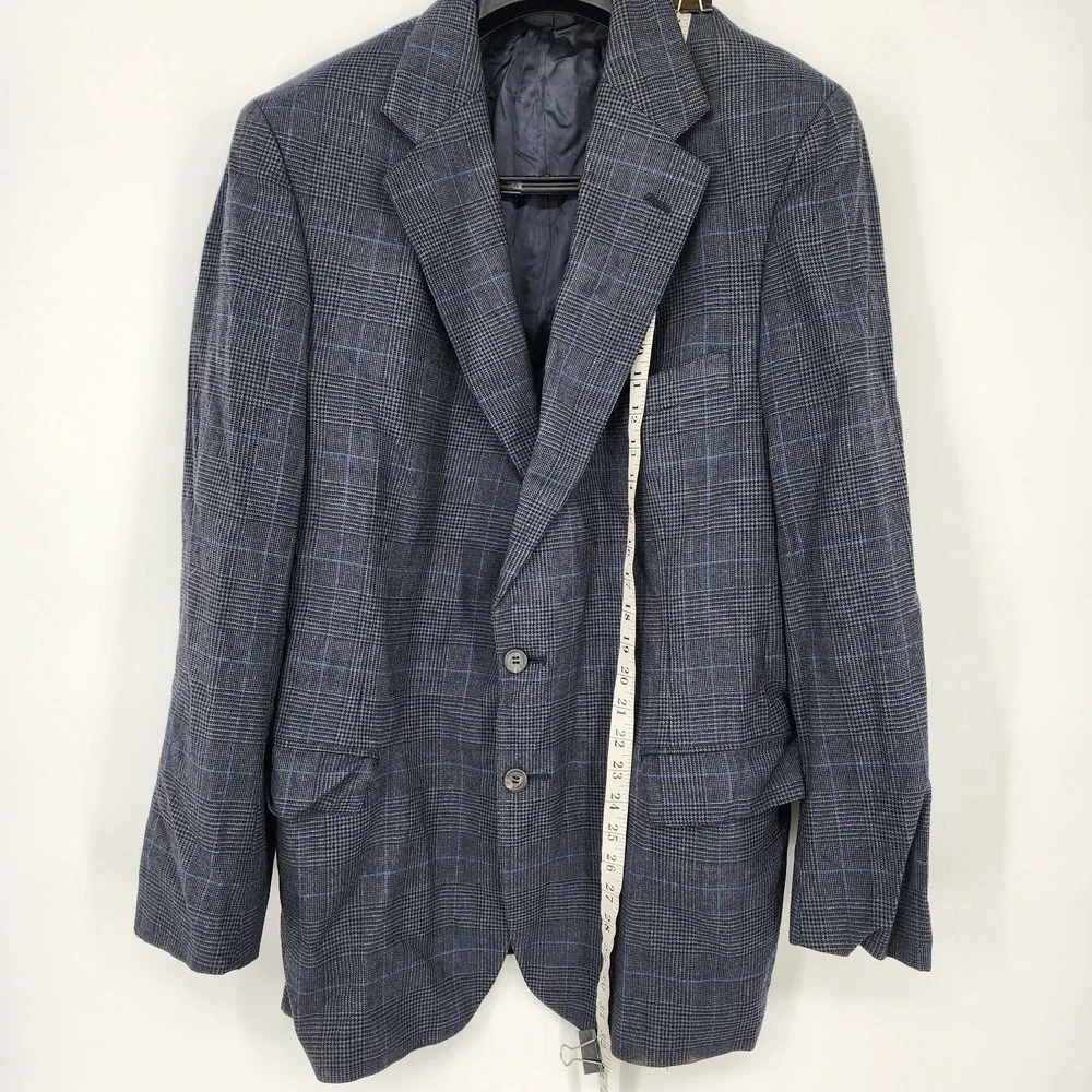 Ralph Lauren Polo University‎ Club Blazer Mens 44R Gray Plaid 100% Wool VINTAGE