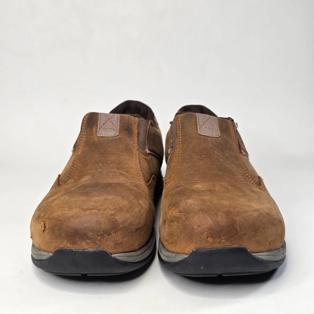 Red Wing Mens Safety Toe Shoes Size 8.5 Brown Leather Slip On Oil Slip Resistant