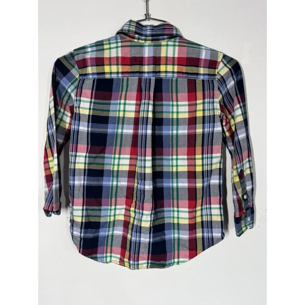 Ralph Lauren Boys Multi Color Plaid Cotton‎ Button Down Shirt Size 6 Classic