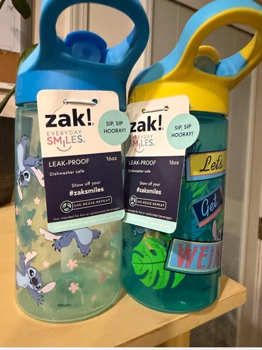 zak! Everyday Smiles Leak-Proof 16oz Water Bottle - Blue & Yellow