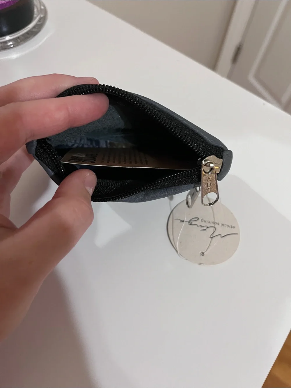 Small Black Leather Zip Wallet