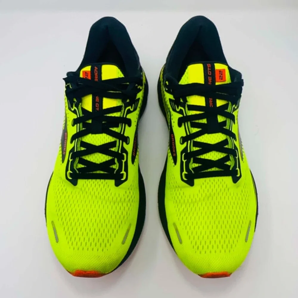 Brooks Adrenaline GTS 22 Running Shoes Men's 10 Neon Nightlife Black Stability