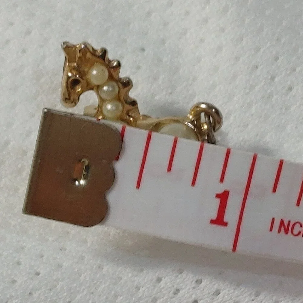 Vintage Gold Tone Horse Brooch Faux Pearl Pin