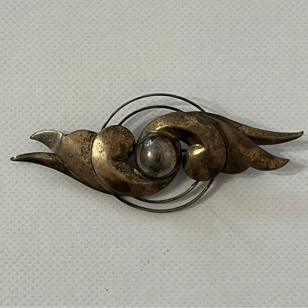 Vintage Sterling Silver Art Deco Modernist Brooch Art Nouveau