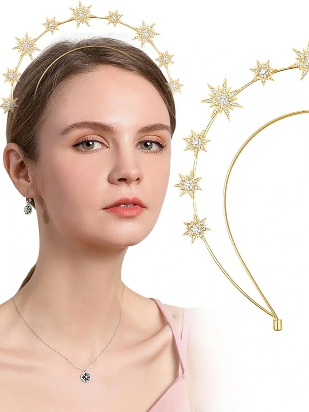Gold Starburst Crystal Halo Headband - Women Accessories