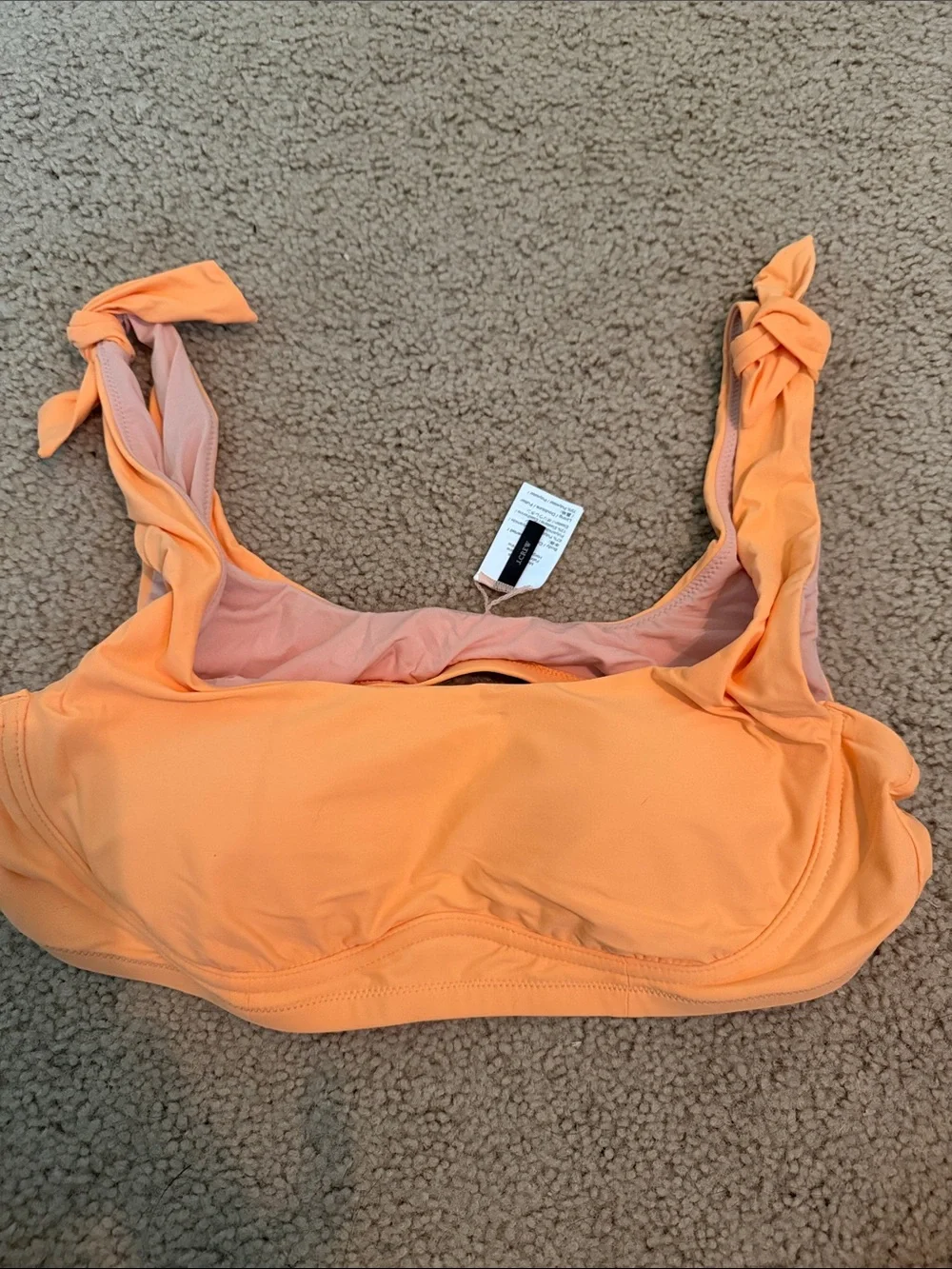 J. Crew Orange Tie-Shoulder Bikini Top