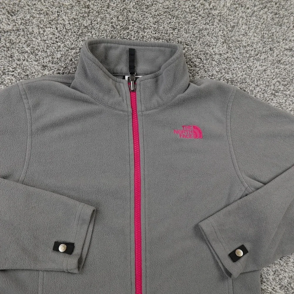 North Face Jacket Girls L 14-16 Gray Zip Fleece Pile Sweater Sweatshirt Hiking‎