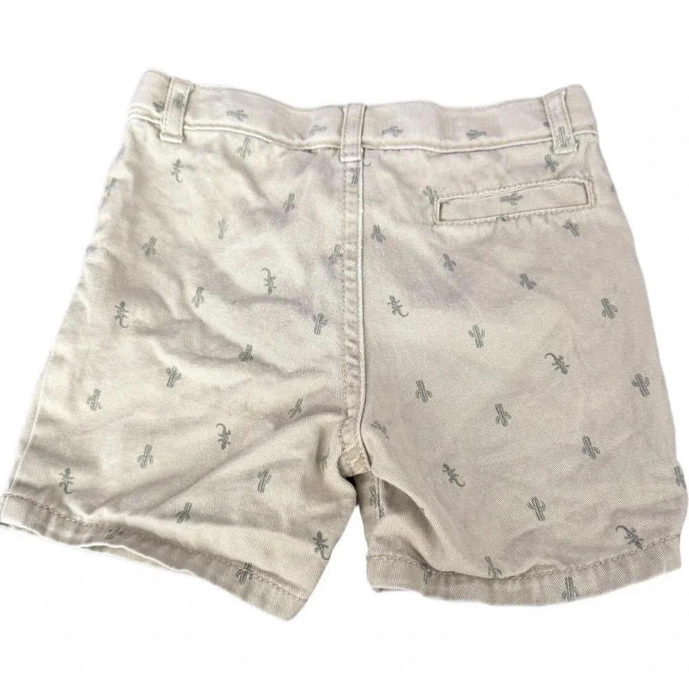 Carter's Baby Boys Khaki Cactus Print Shorts 18M Tan Western Desert Summer