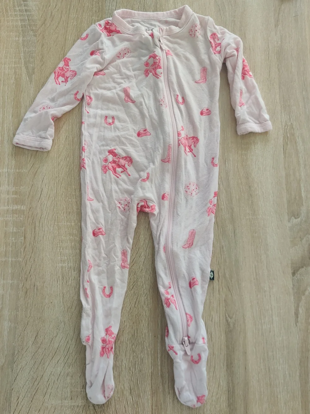 Kyte BABY Light Pink Cowboy Print Footed One-Piece Size 3-6mo