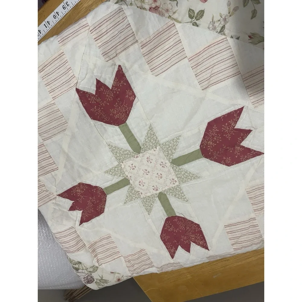 Handmade quilt floral tulip