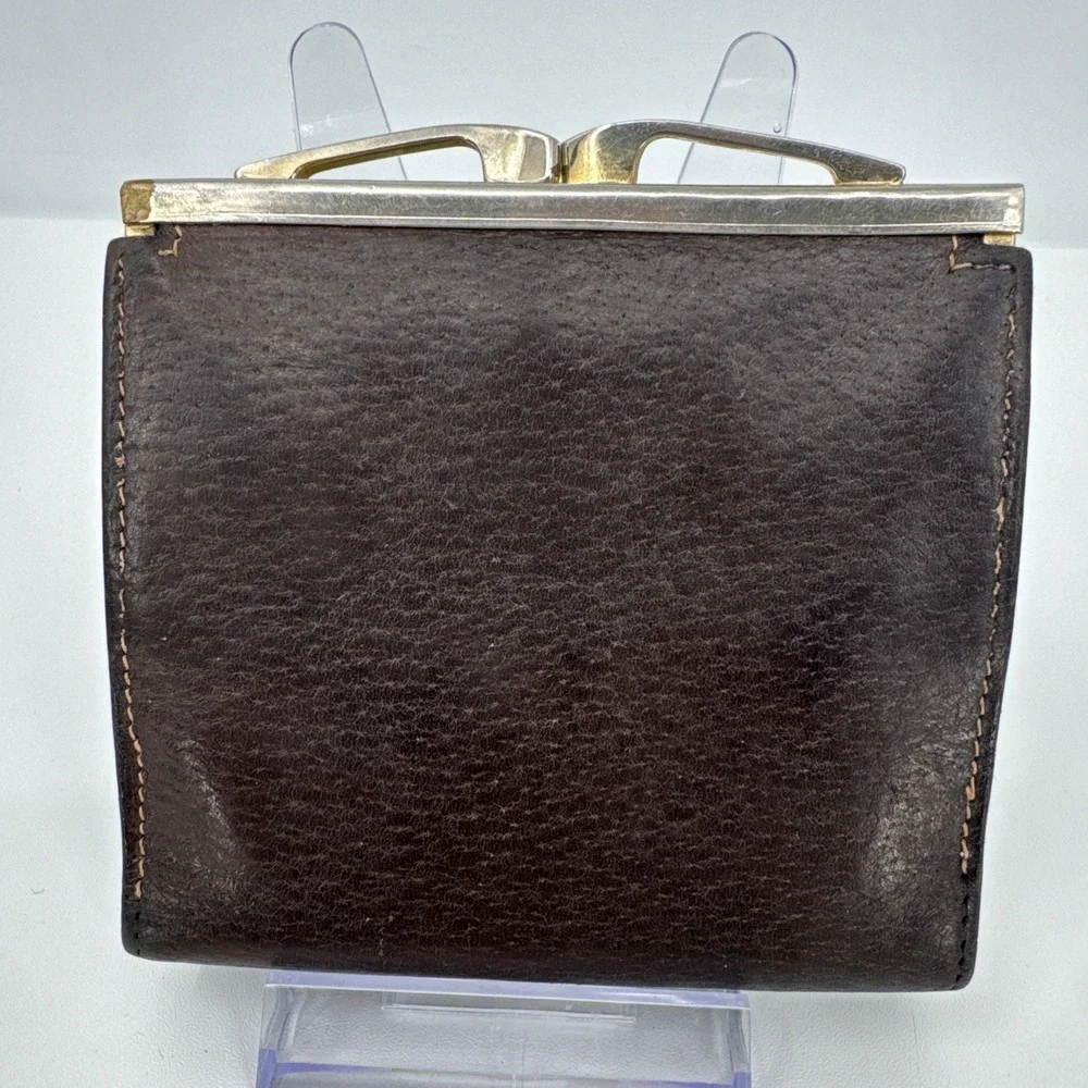Gucci Vintage Interlocking bi-fold wallet Change Purse Brown leather Made Italy