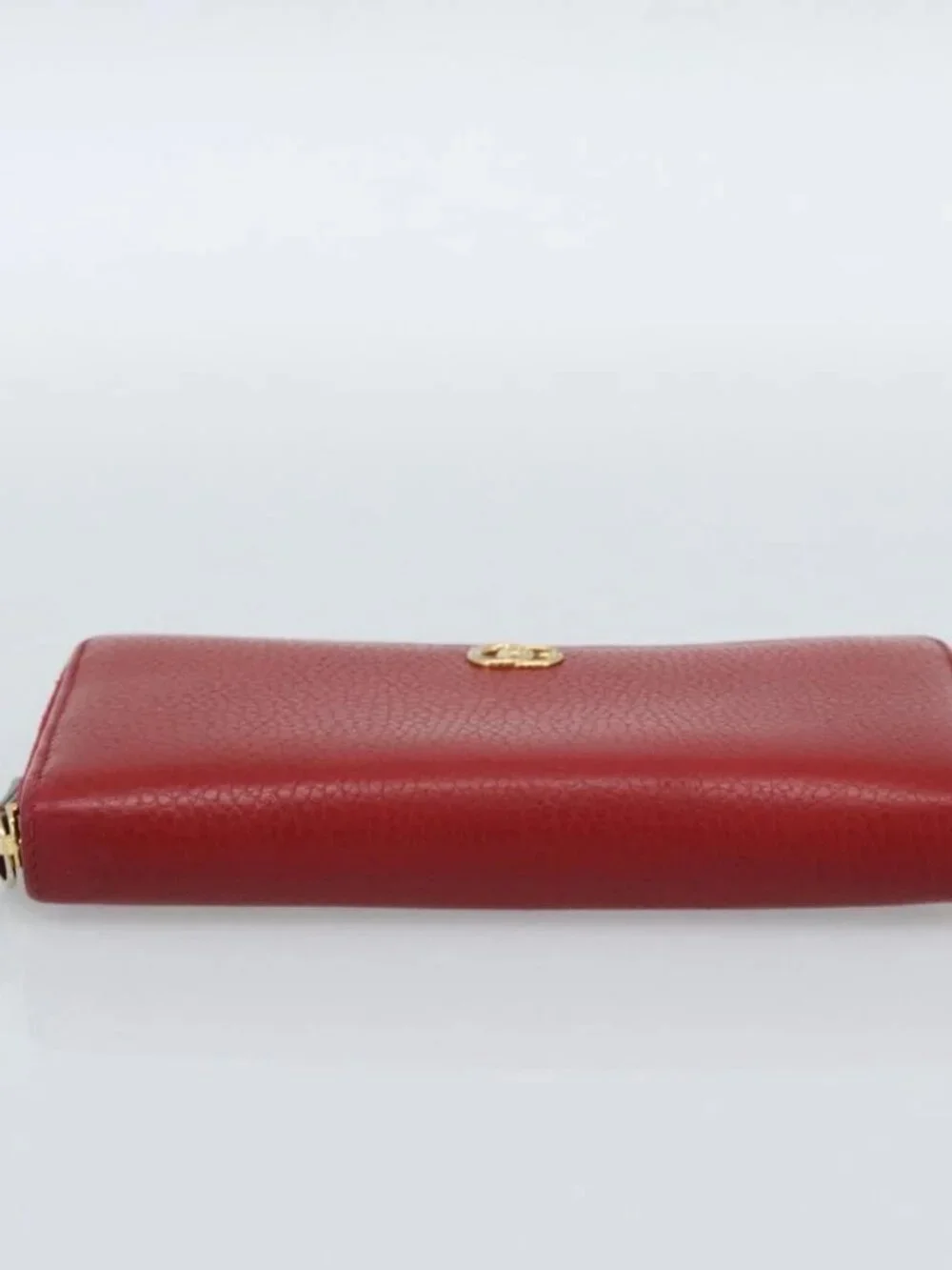 GUCCI GG Marmont Long Wallet Leather Red Gold 456117 Auth 186348A