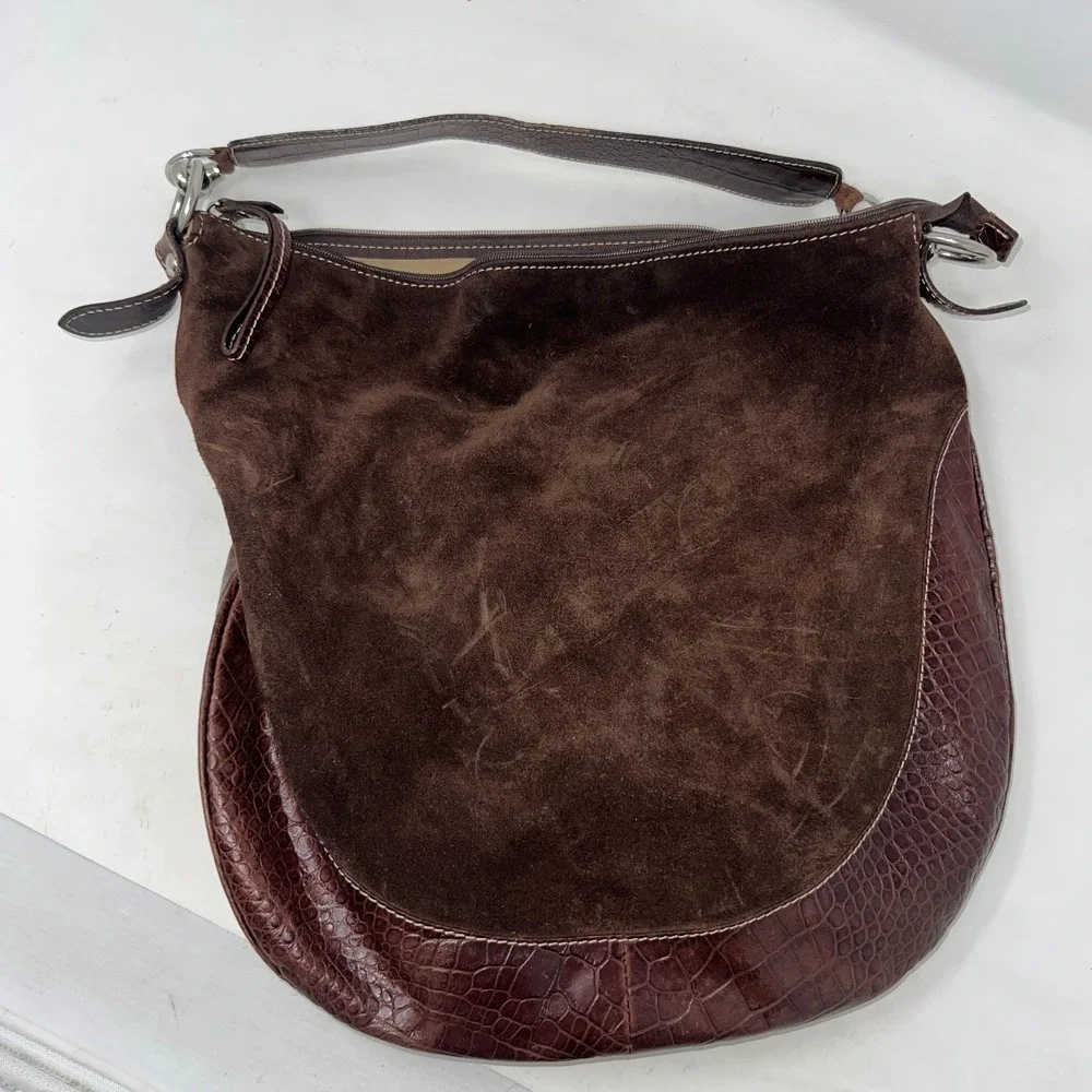 Giudit Vintage Brown Suede Leather Purse Handbag Made In Italy ***