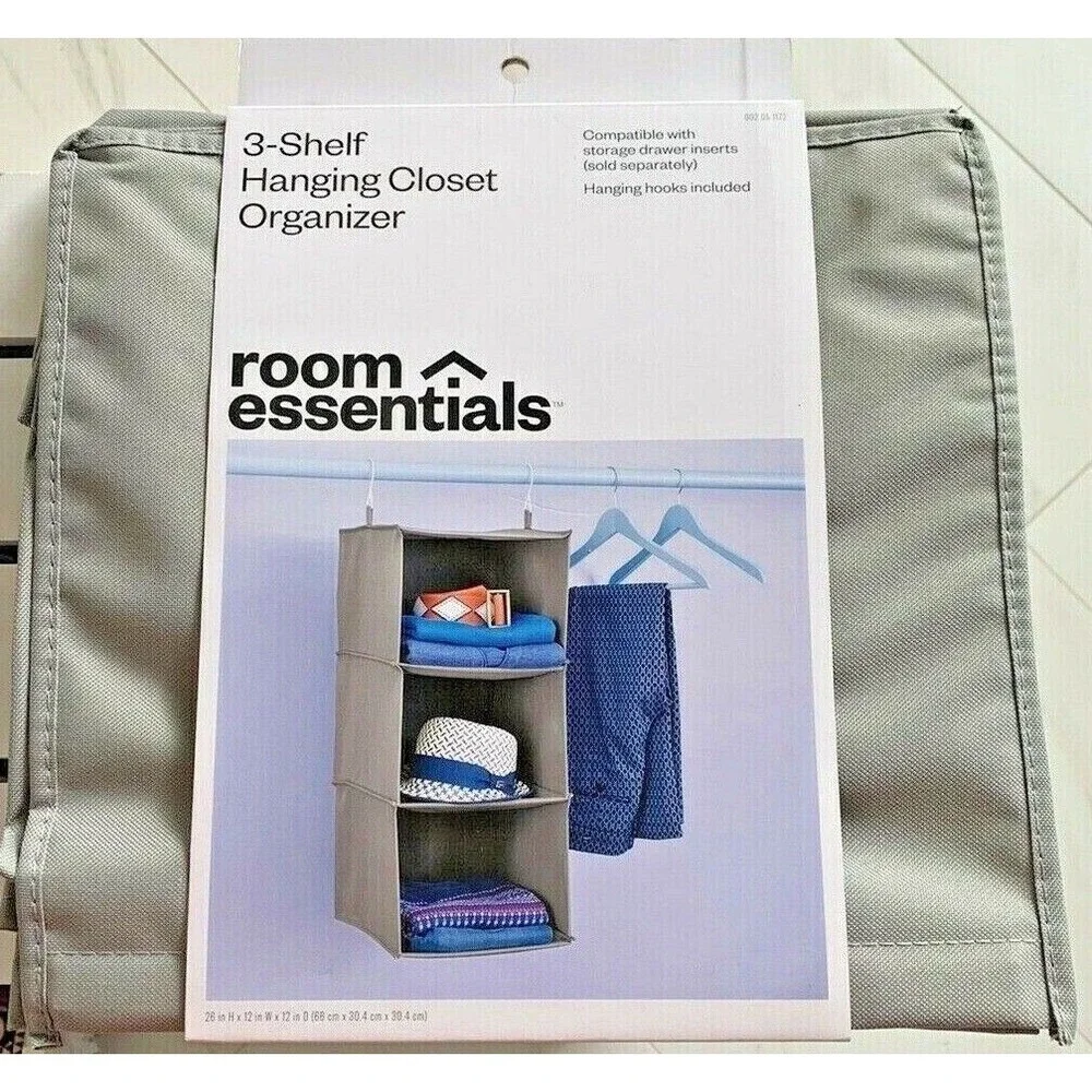 Hanging Closet Organizer Easy Mount Foldable 3-Shelf Hanging Closet New‎