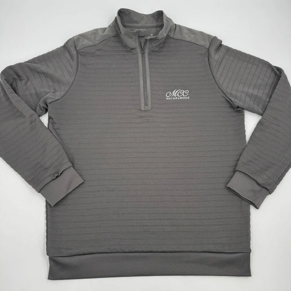 Antigua MCC Michelbook Mens Pullover Golf Sweater Quarter Zip Size M‎ Gray