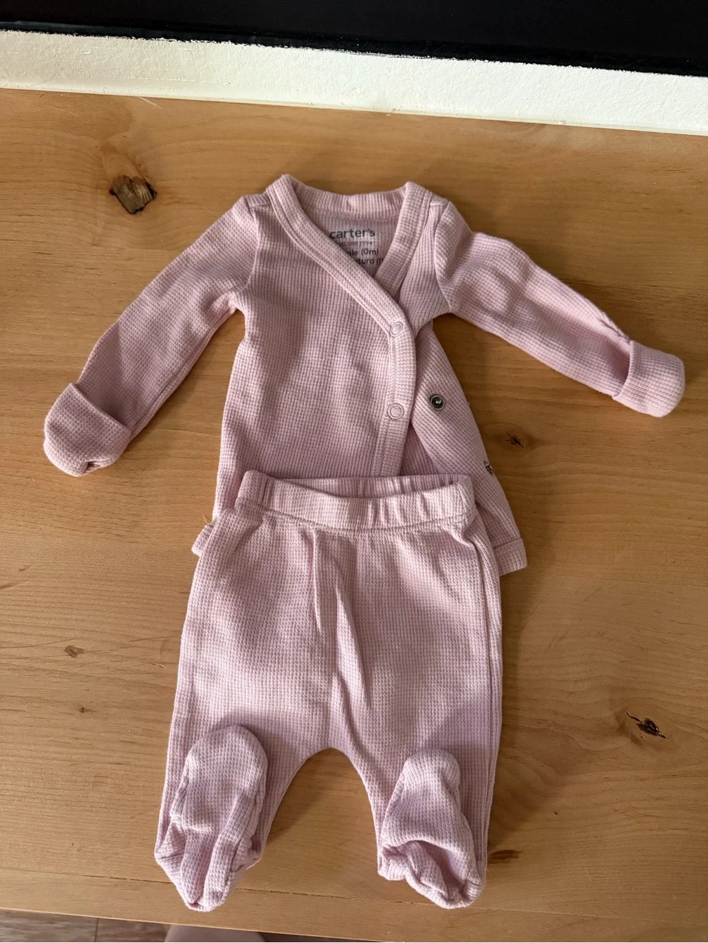 PREMIE Carter's Light Pink Waffle Knit Set