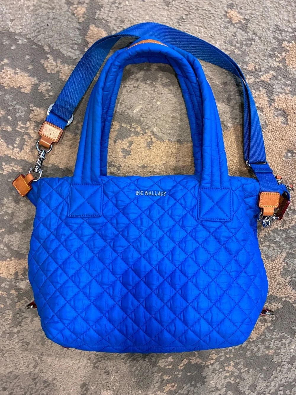 Like NEW MZ Wallace Medium Sutton Quilted Nylon Satchel-Surf Blue