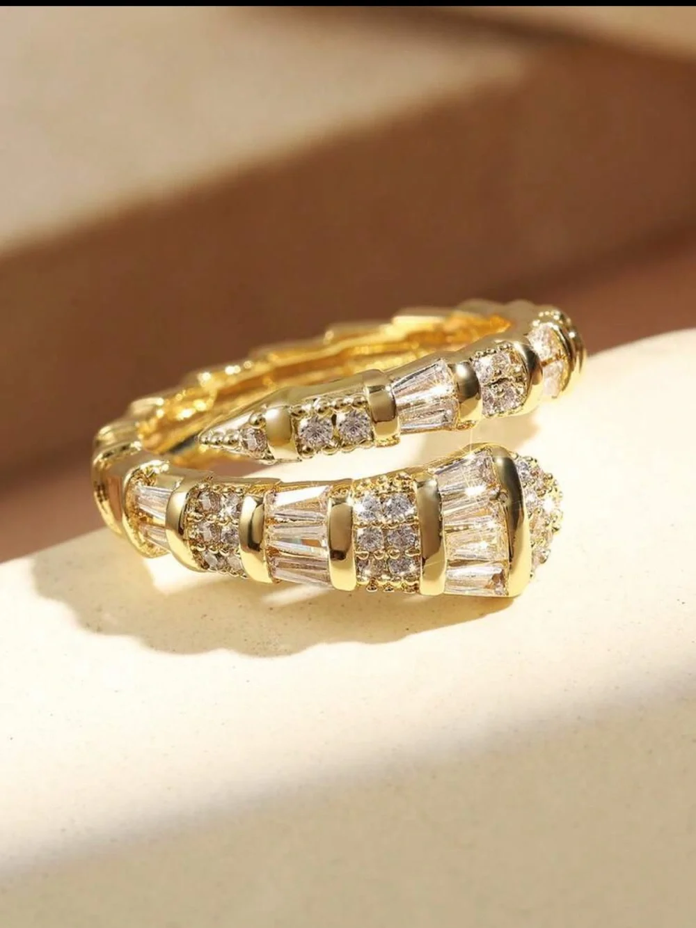 Luxe Serpent Wrap Ring | Adjustable Gold CZ Snake Ring