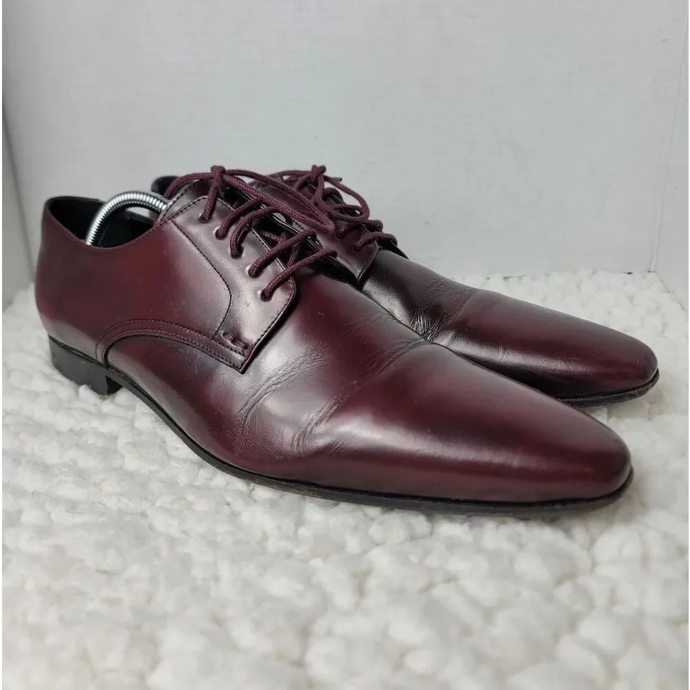 PS Paul Smith Mens 10 Burgundy Leather Derby Dress Shoes Oxblood Designer Italy
