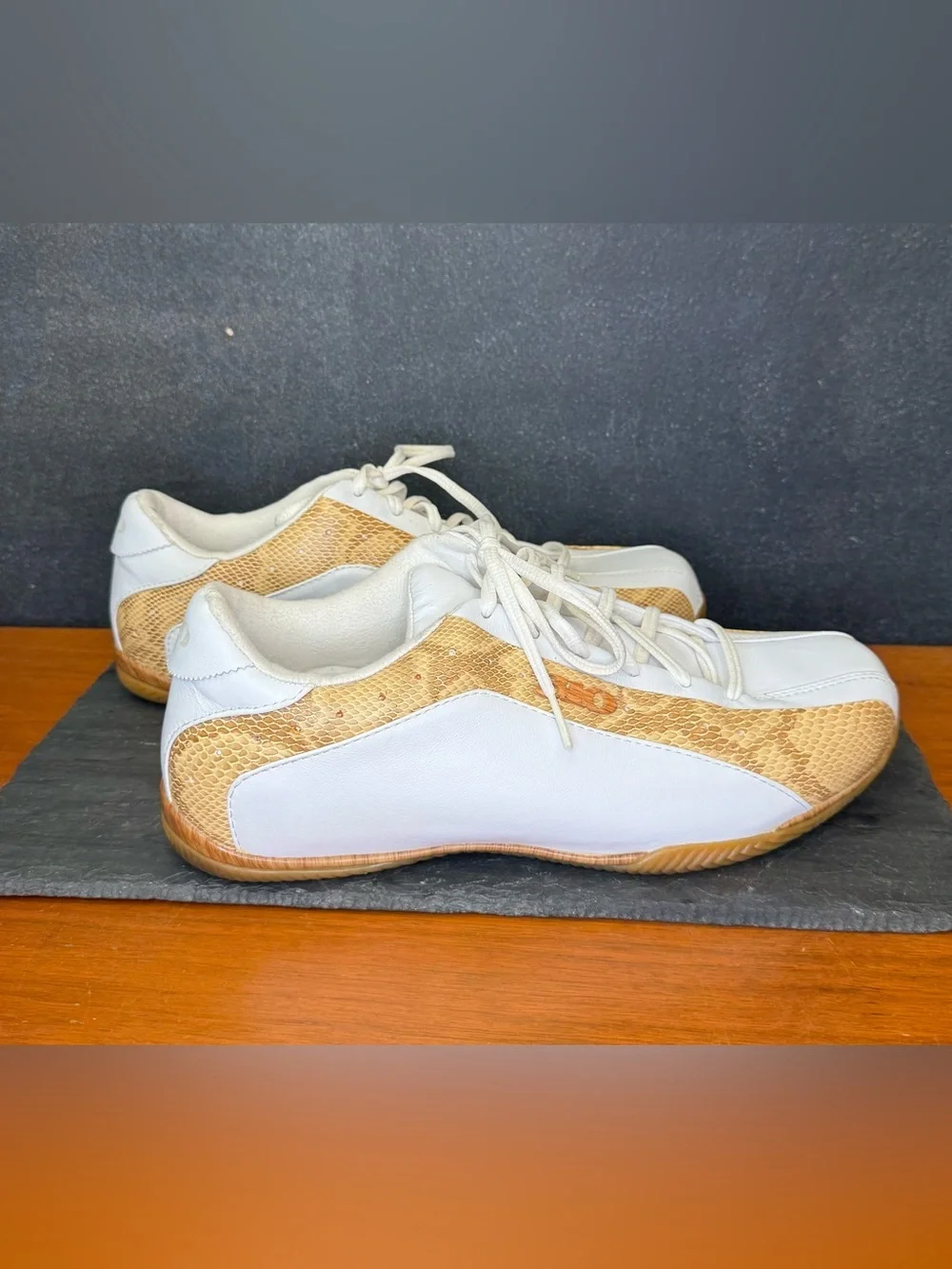 310 Vintage 2000’s Motoring Monterey Sneakers Leather, print snakeskin accents