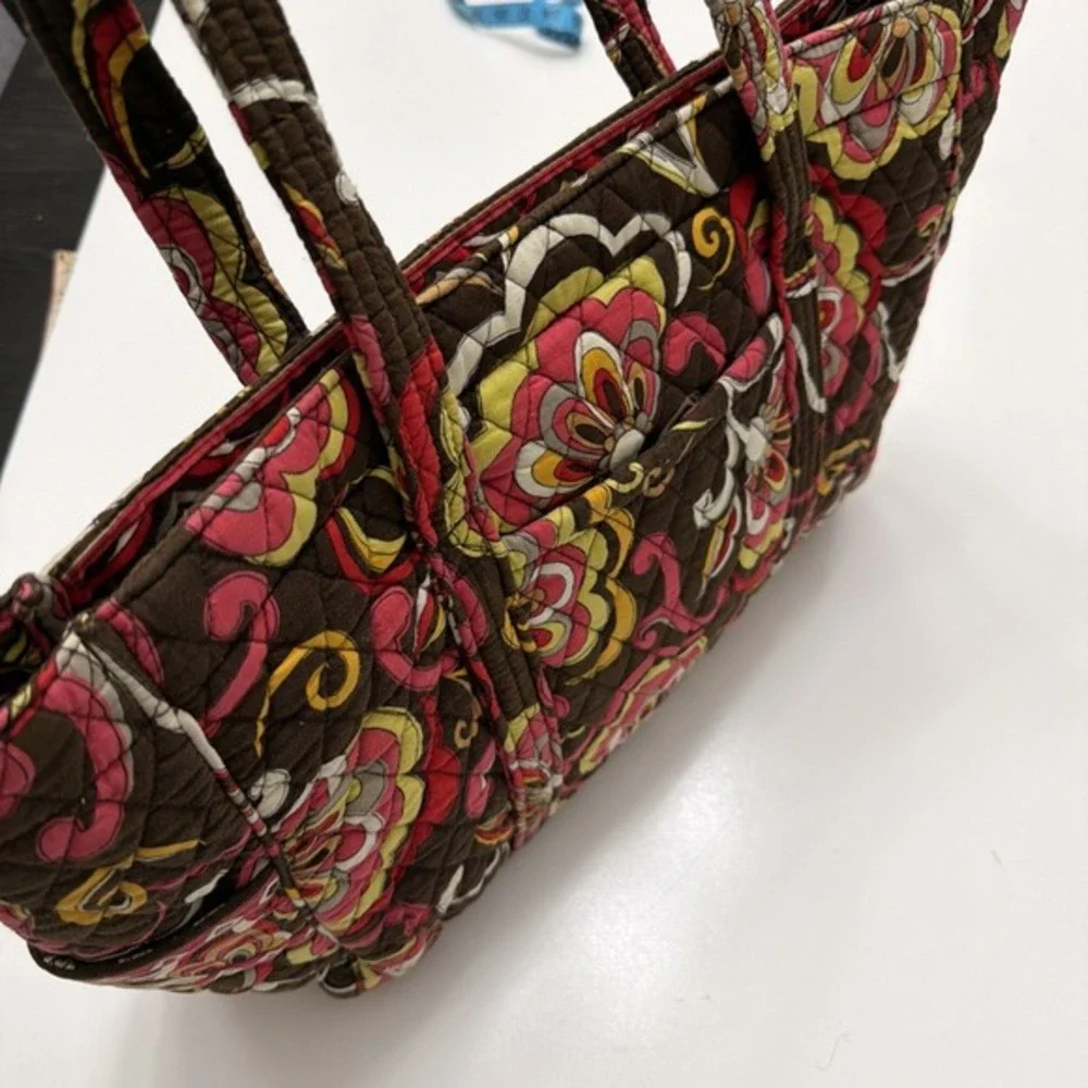 Vera Bradley Bittersweet Floral Quilted‎ Tote Bag Brown Pink.     5169