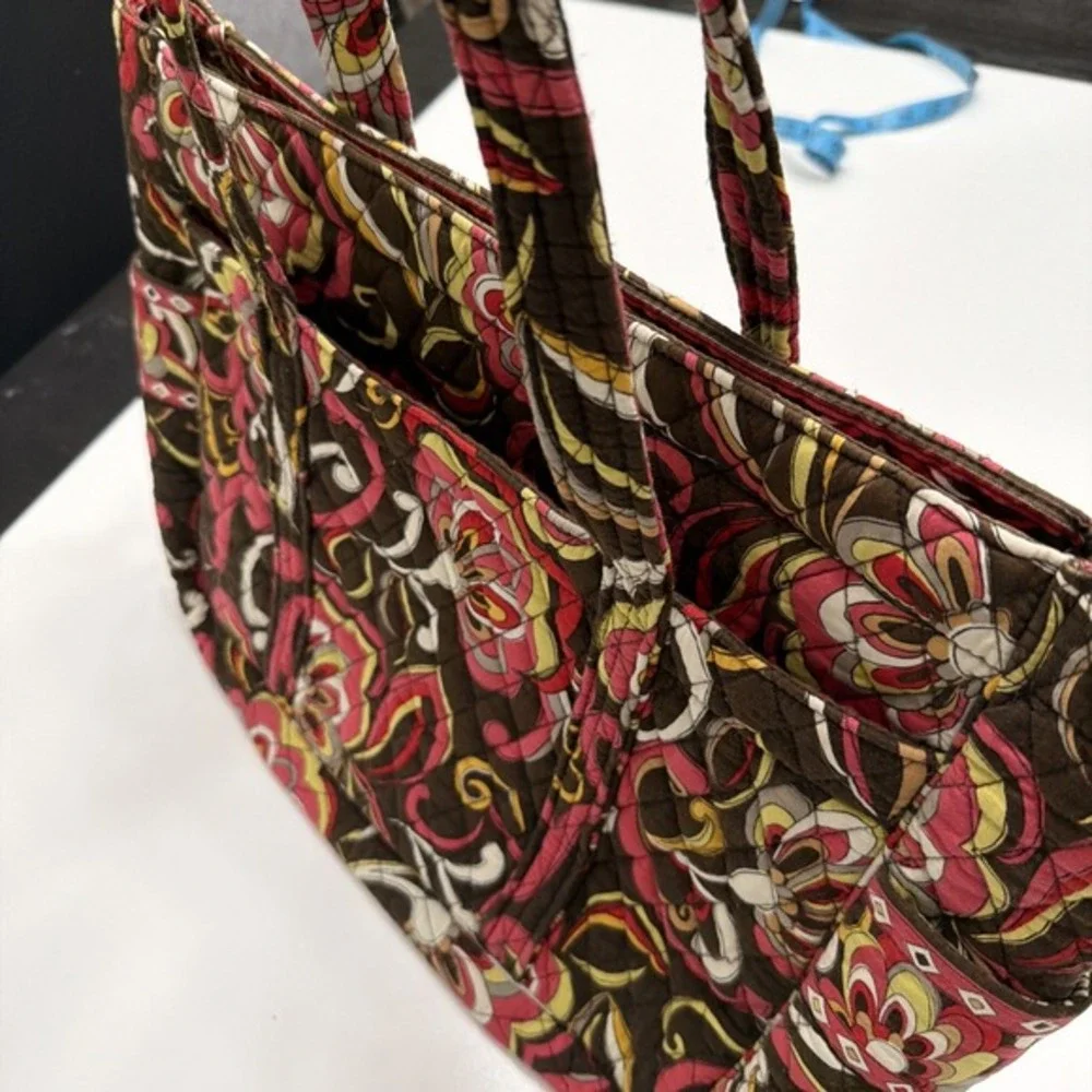 Vera Bradley Bittersweet Floral Quilted‎ Tote Bag Brown Pink.     5169