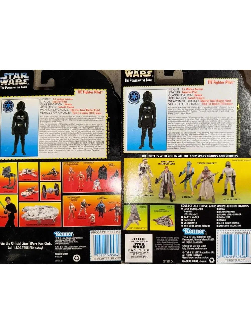 Kenner Star Wars Tie Fighter Pilot Action Figure Red Card And Green Card
