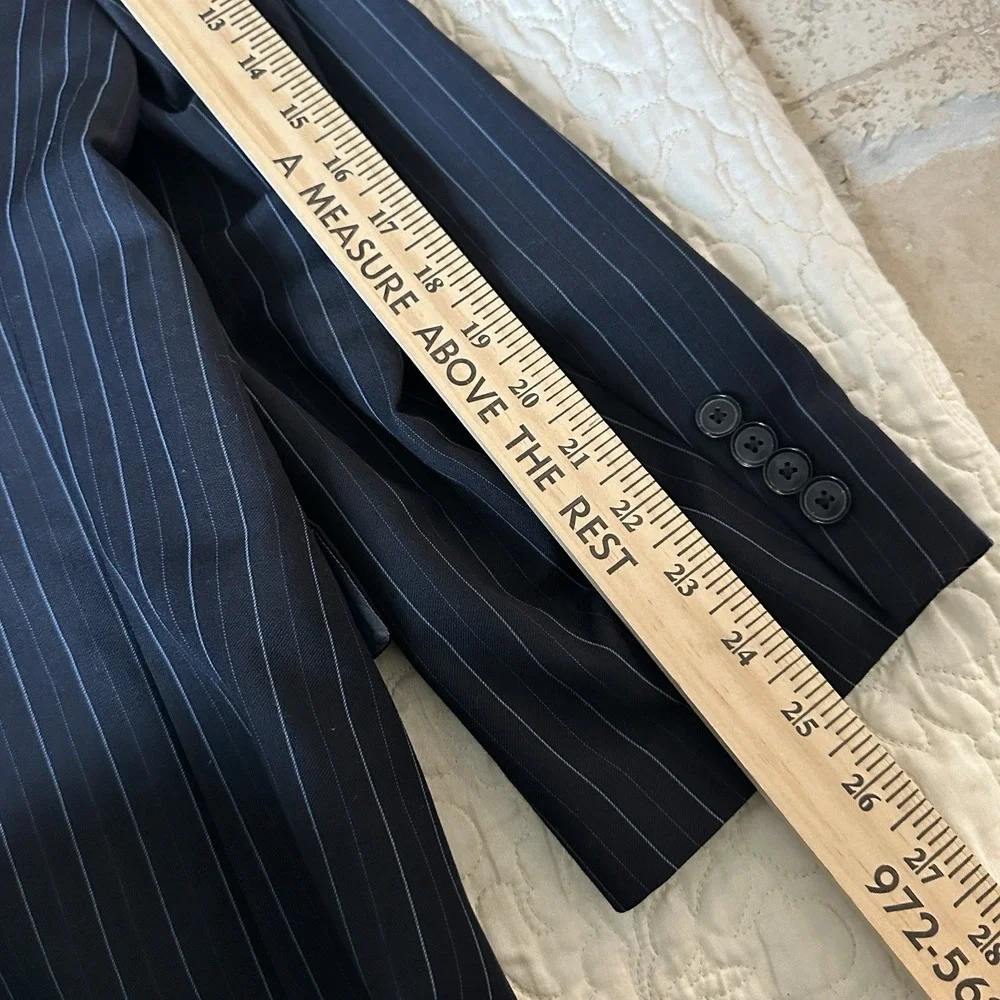 Hugo‎ Boss Rossellini Cinemau Wool Jacket Sport Coat Men's 44L Black  Pinstripe