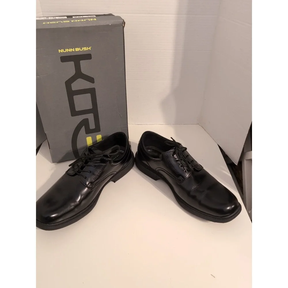 Nunn‎ Bush Baker Street Mens Black Leather Shoes Size 10.5W Comfort Gel