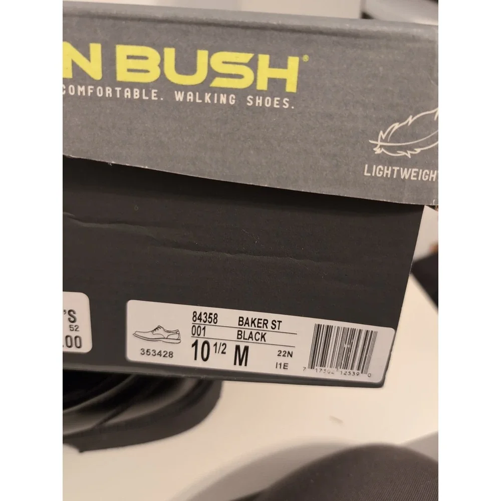 Nunn‎ Bush Baker Street Mens Black Leather Shoes Size 10.5W Comfort Gel