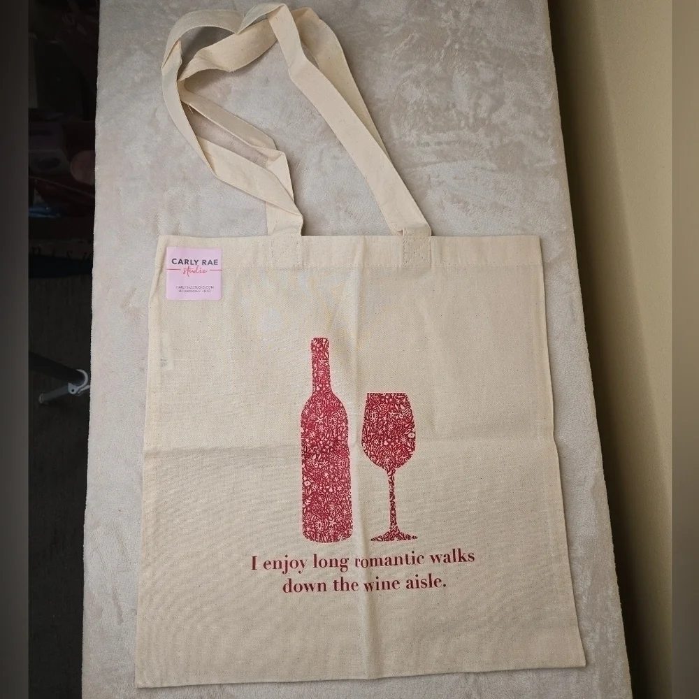 Carly Rae Studio Lightweight Canvas Tote Bag - Wine Theme