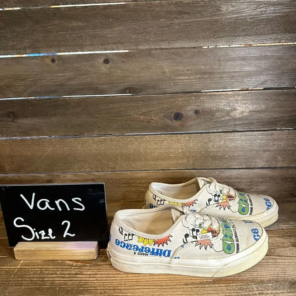 Kids Vans Era Eco Theory Canvas Casual Skateboarding Sneakers Shoes Size 2 Y GUC