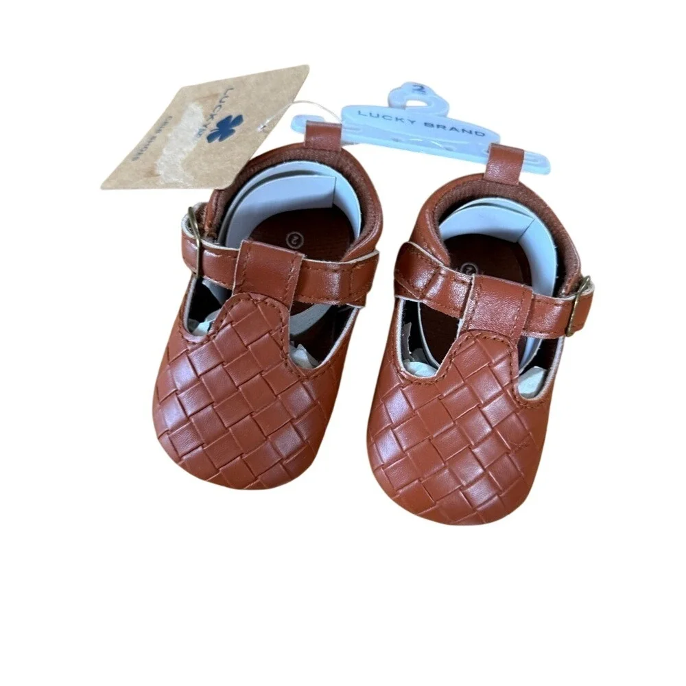 NWT Lucky Brand Rianne brown‎ woven crib shoes