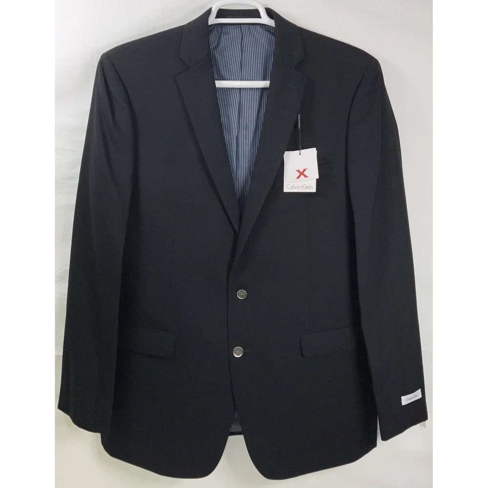 NWT‎ Men's Calvin Klein Extreme Slim Fit Wool Blend Suit Jacket - Black 46 Long