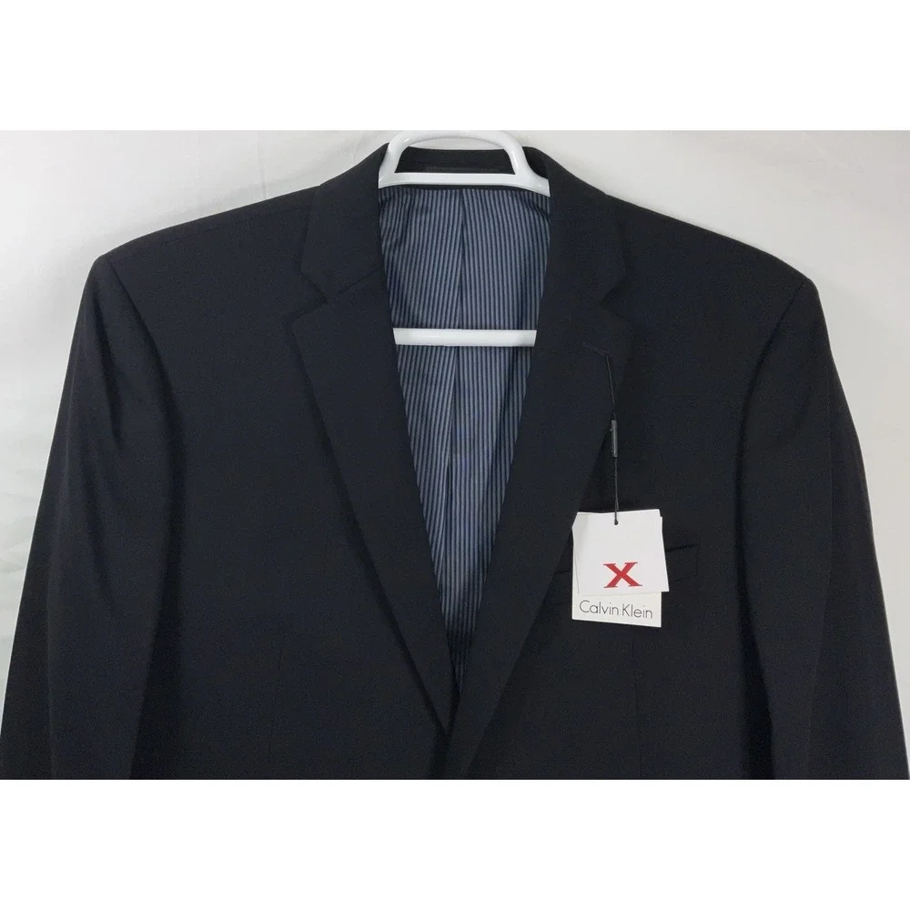 NWT‎ Men's Calvin Klein Extreme Slim Fit Wool Blend Suit Jacket - Black 46 Long