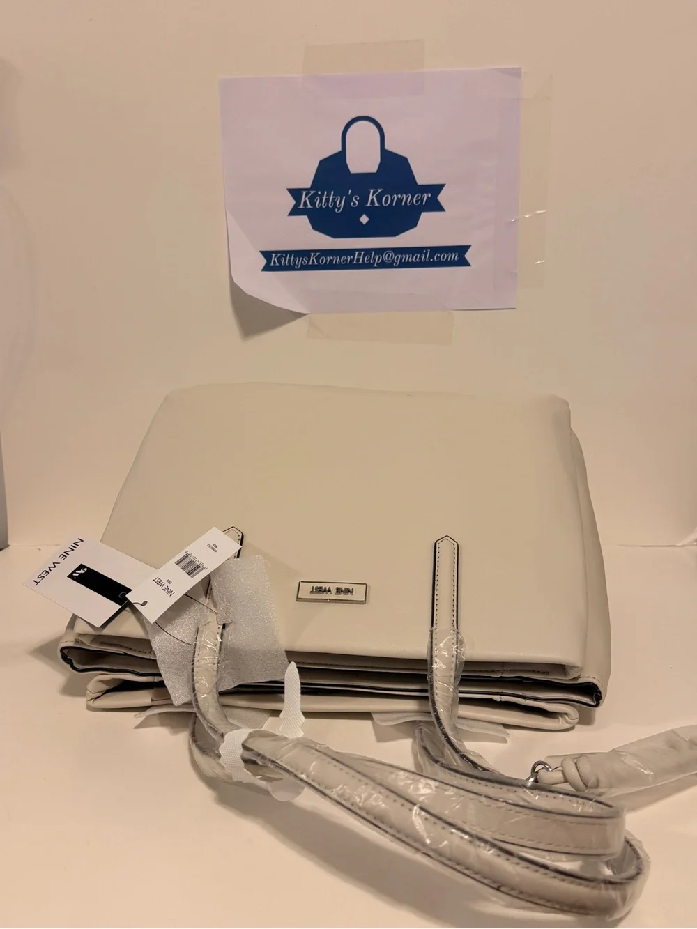 NWT Nine West Off White Eris Tote Bag – Vegan Leather Elegant Women's Handbag