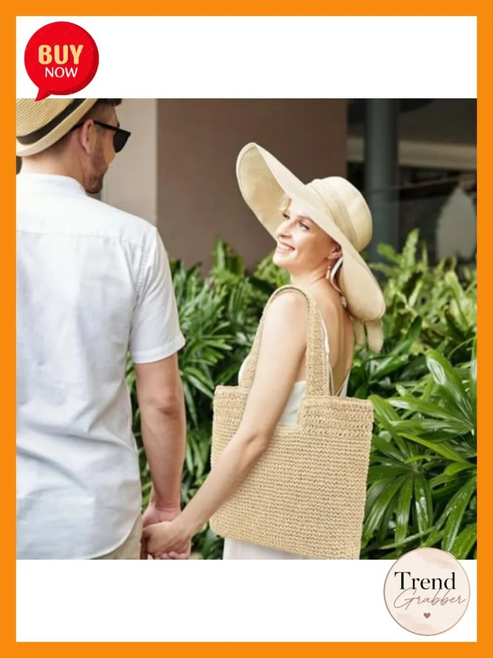Boho Straw Beach Tote With Leak-Proof Lining Shoulder Bag