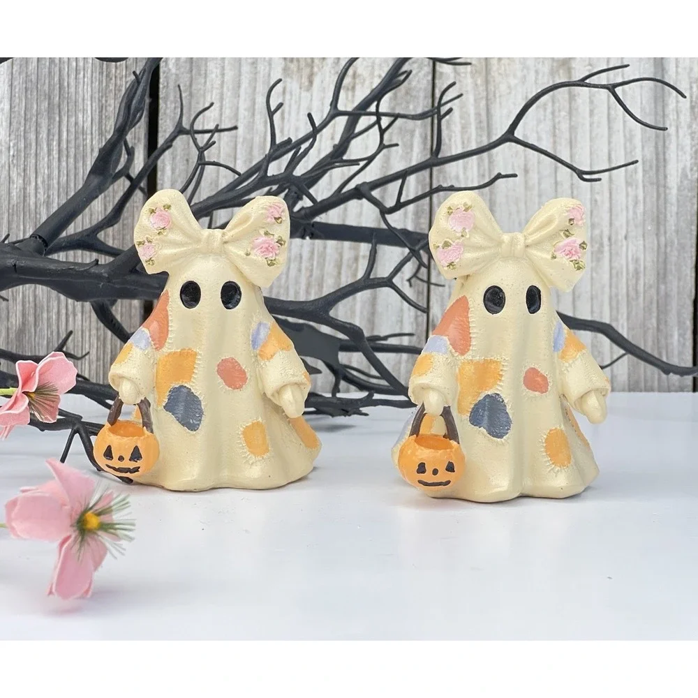 Vintage Halloween Patchwork Ghosts Lamp, Halloween Decoration 4 in New (2)