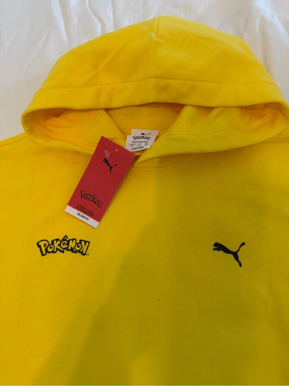 New boys Puma sz M 11-12, L 13-14 Yellow & Black Pikachu Hoodie Set shirt, pants