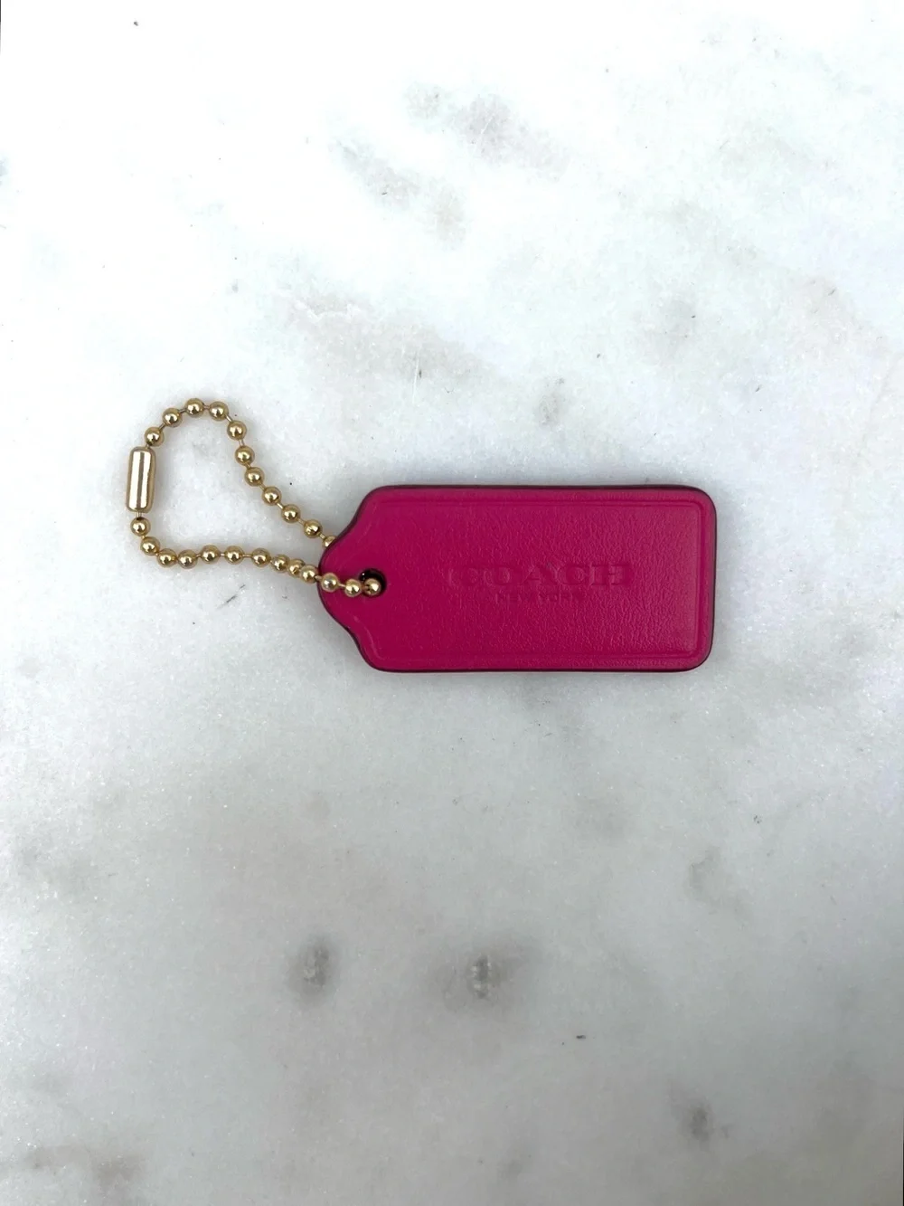 COACH Leather Hang Tag, Hot Pink