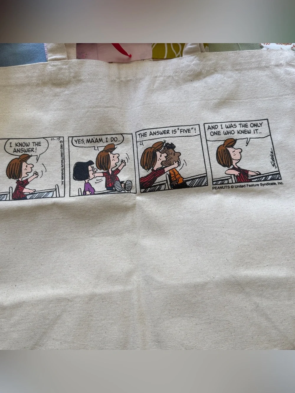The Charles M Schulz Museum 5th Anniversary Canvas Tote Bag with Comic Strip