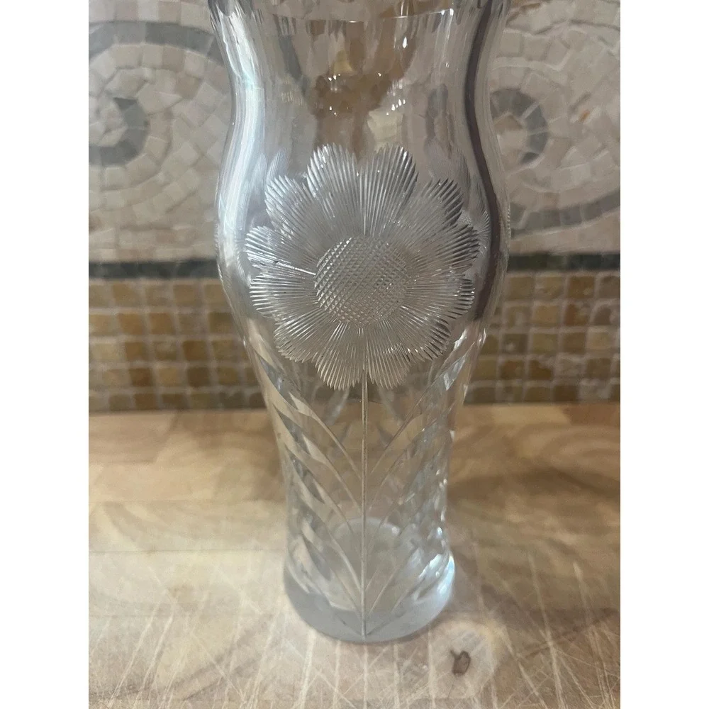 Vintage American‎ Cut Glass Deep All Over Cut Primrose Crystal Vase