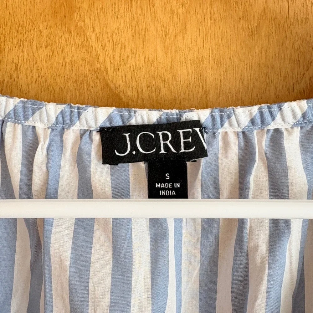 J.Crew Blue White Striped Smocked Waist Peplum Blouse Top BR797 Womens Small‎