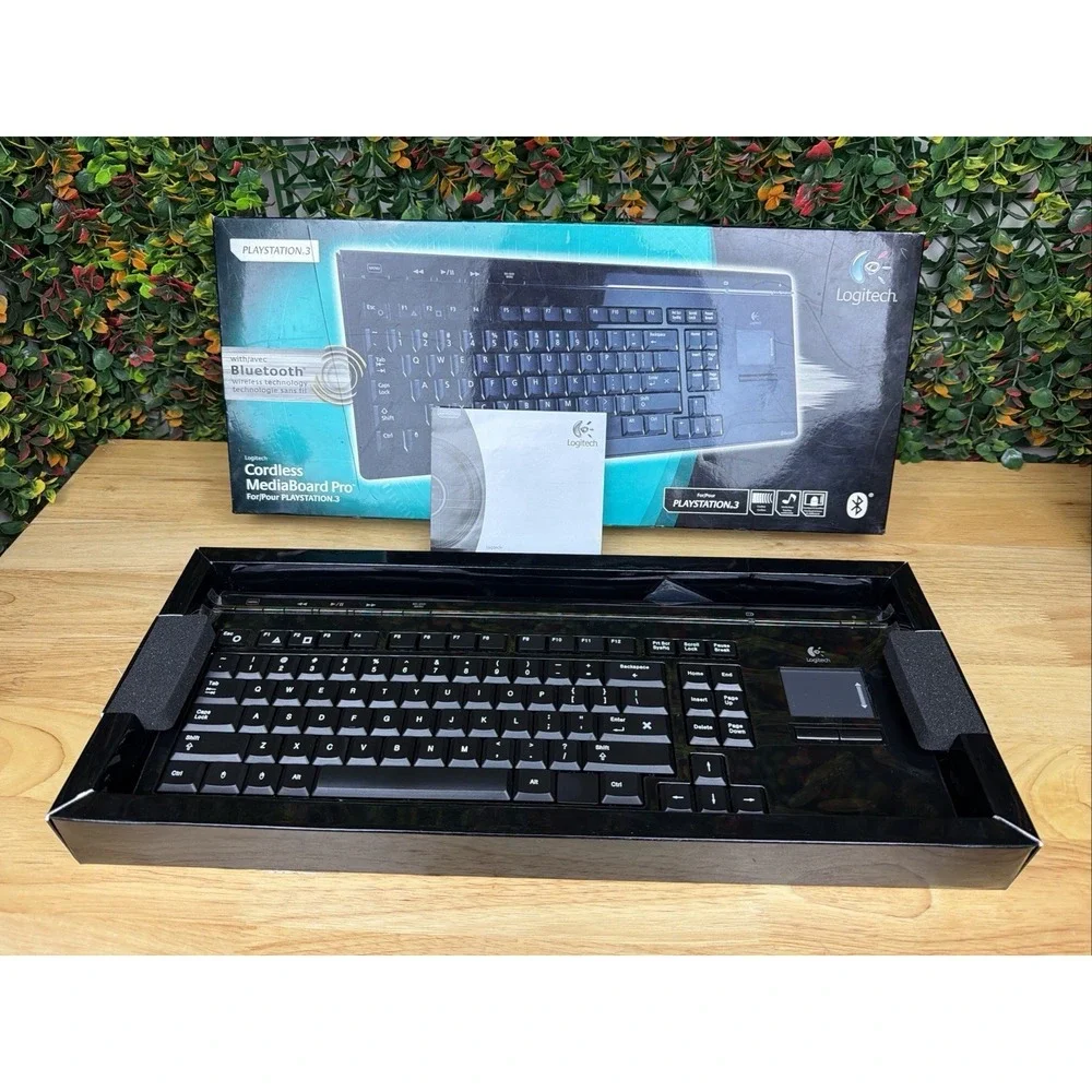 Logitech Cordless MediaBoard Pro Keyboard Bluetooth for PlayStation 3 PS3, New