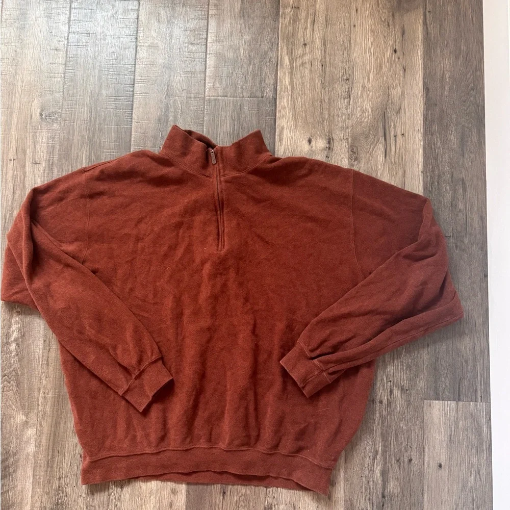 Men's Zip-Neck Sweater Pullover - Rust