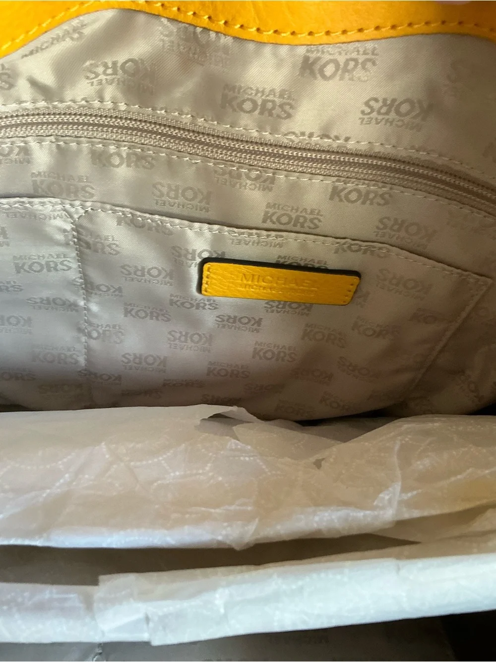 Michael Kors Brass Yellow Pebbled Leather Shoulder Bag