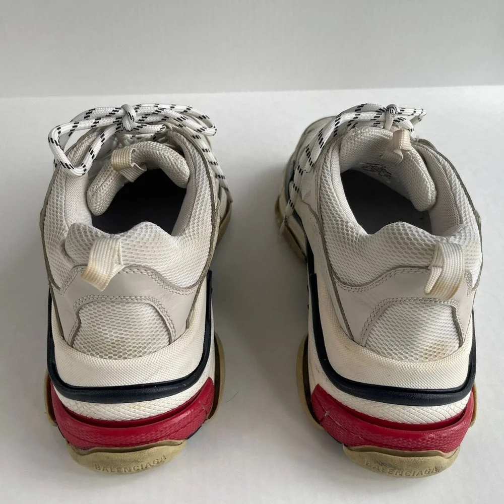 Balenciaga Triple S Sneakers Size 45 / US 11 Beige White Red Distressed