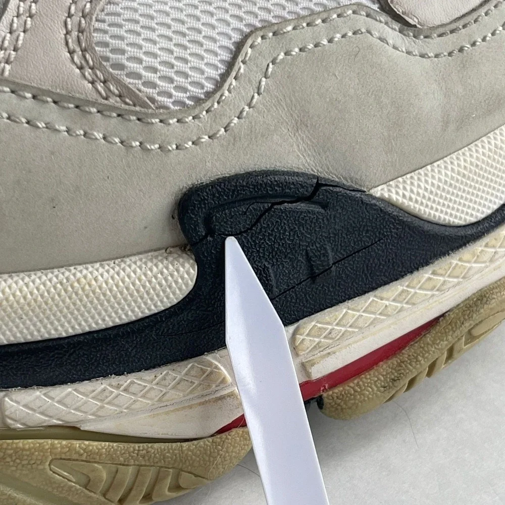 Balenciaga Triple S Sneakers Size 45 / US 11 Beige White Red Distressed
