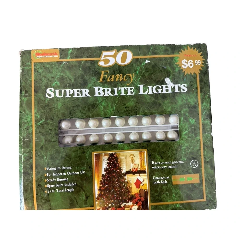 Vintage 50 fancy super birth‎ lights pearls woolworth new in box