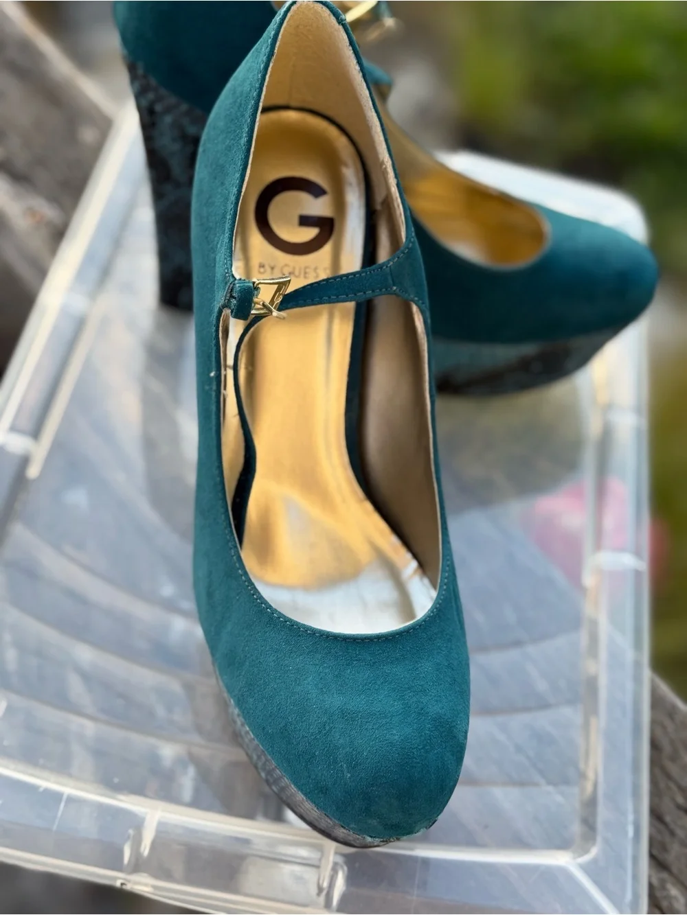 G by Guess teal suede